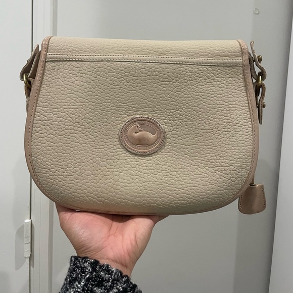 Vintage Dooney & Bourke Compartment Flap Bag in Bone with Bone Trim - Picture 11 of 13